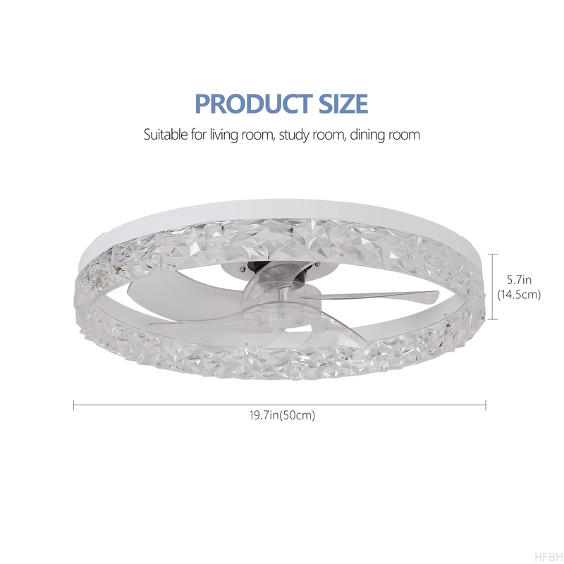 Factory wholesale  source factory  Modern Acrylic Ceiling Fan Light Remote Control Dimmable LED Chandelier 6 Speed Quiet Motor Flush Mount for Living Room Bedroom