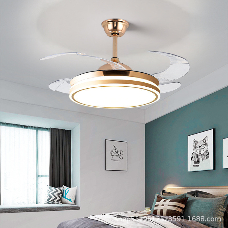 Crystal Chandelier Ceiling Fan 52 Inch Bluetooth Mute Ceiling Fan Remote Control