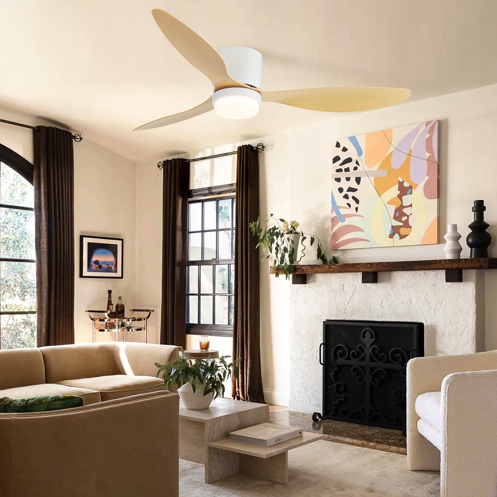 Reversible ABS Blade Ceiling Fan 52 Inch DC Motor LED Ceiling Fan With Remote Control