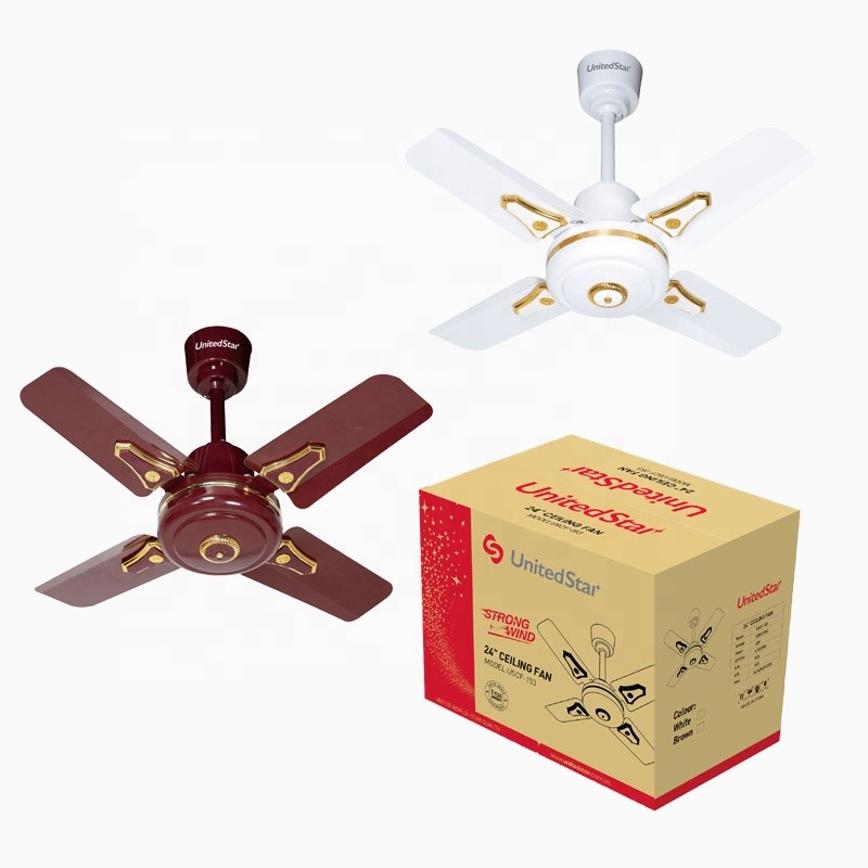 White 24 Inch 4 Blade Ceiling Fan With Light , Electric Ceiling Fan With Remote