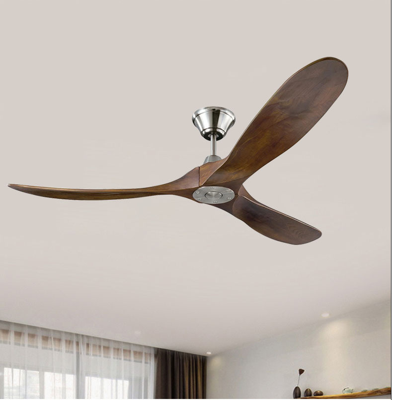 110V 220V AC Solid 3 Blade Wooden Ceiling Fan 52 Inch 56 Inch 60 Inch With Light