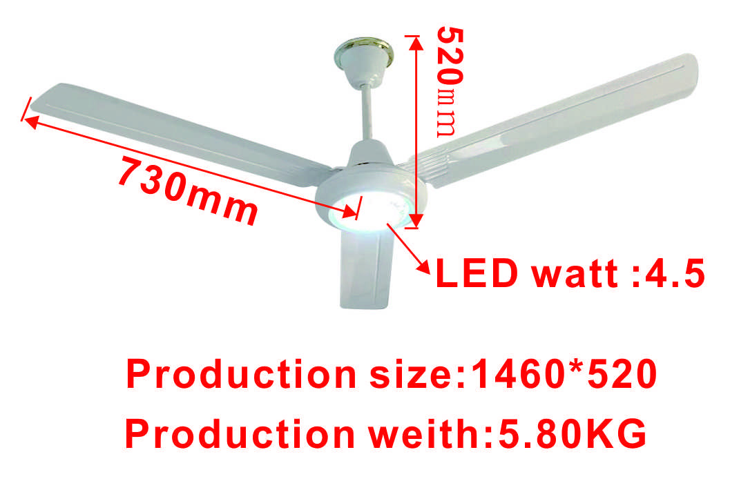12V BLDC Ceiling Fan 56 Inch Solar DC Ceiling Fan With LED Light