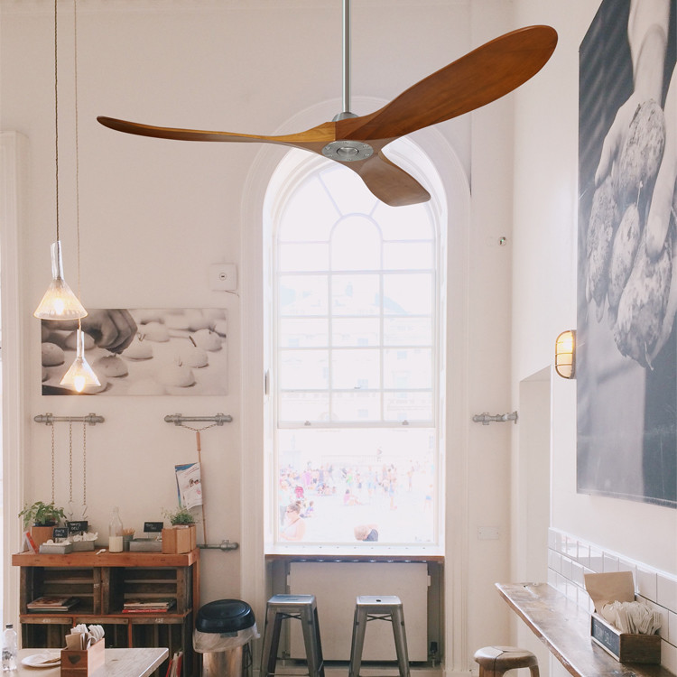 3 Wooden Blade Modern LED Ceiling Fans Indoor Outdoor Patio Ceiling Fan 60 Inch