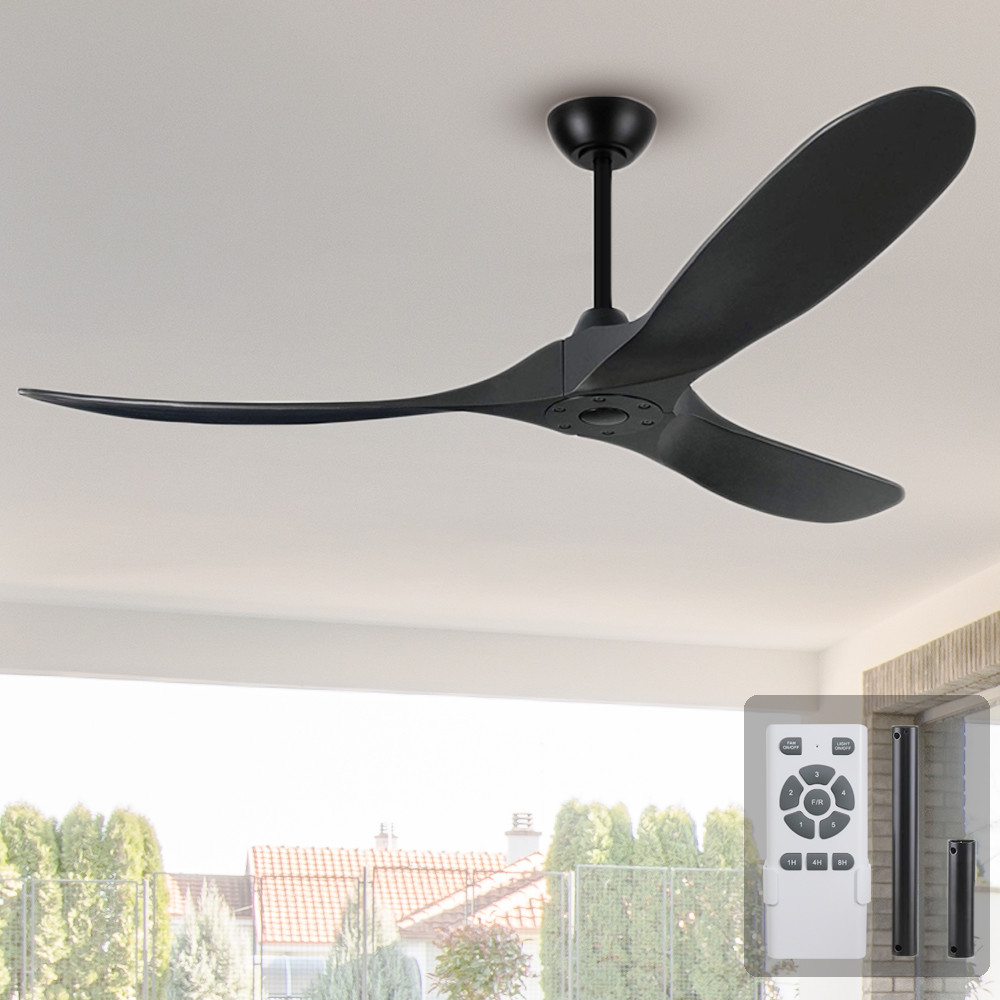 3 Wooden Blade Modern LED Ceiling Fans Indoor Outdoor Patio Ceiling Fan 60 Inch