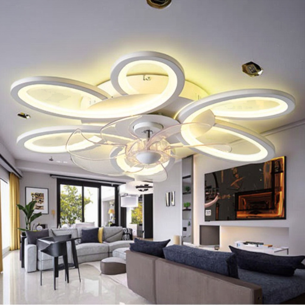 Modern Smart WiFi Remote Control Fan Light , LED Ceiling Music Speaker Fan Light