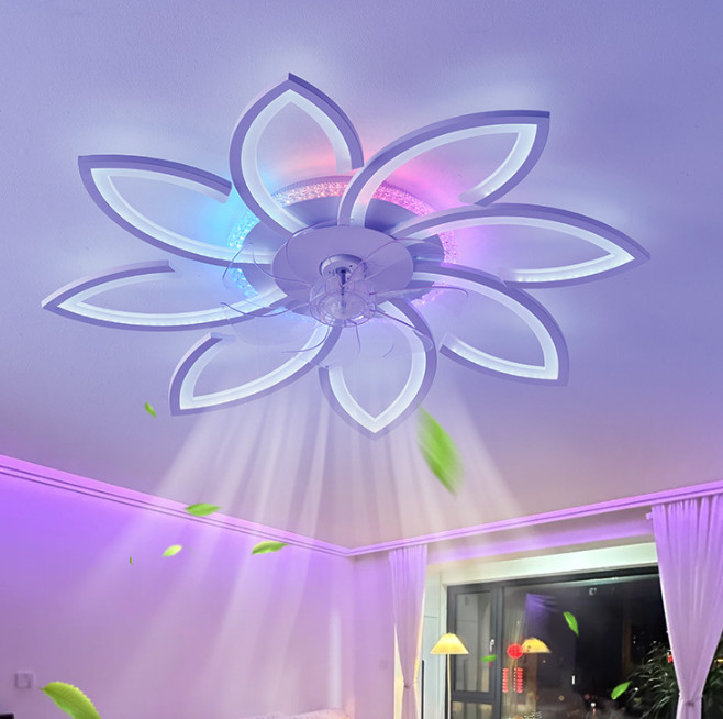 72W Dreaming Colorful Ceiling Fans With Lights , APP Rmt Ctrl Dimmable LED Smart Ceiling Fan Light