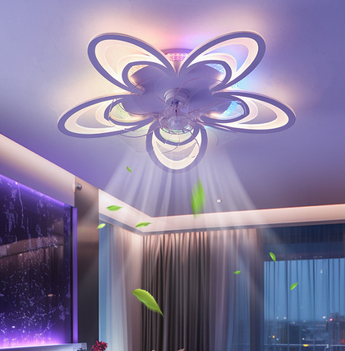72W Dreaming Colorful Ceiling Fans With Lights , APP Rmt Ctrl Dimmable LED Smart Ceiling Fan Light