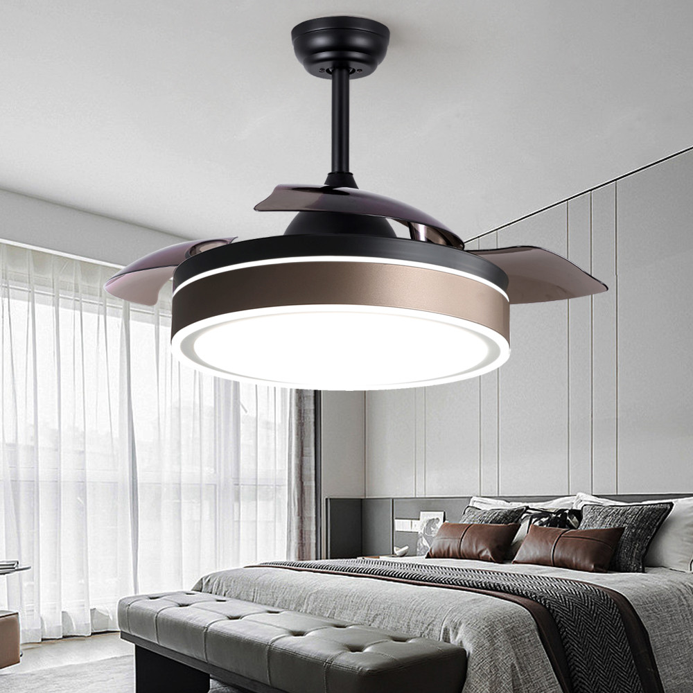 Invisible Ventilador Ceiling Fan 42 Inch 52 Inch Dimmable Retractable Ceiling Fan With Light