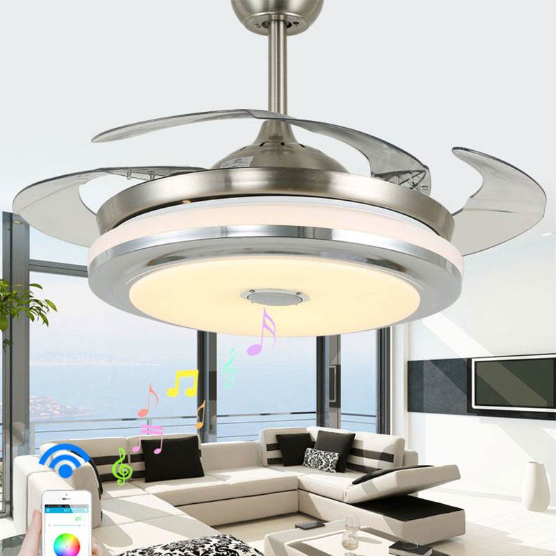 Vintage Home Ceiling Fans Customized Size Modern Flush Mount Ceiling Fan With Light