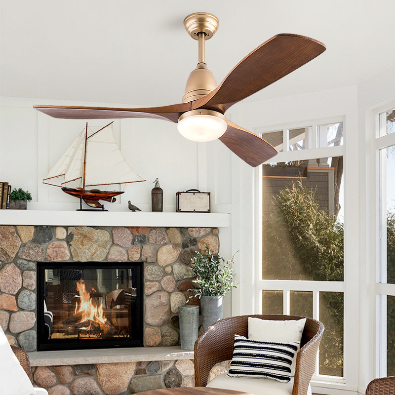 Modern 3 Blade Ceiling Fan 52 Inch Ceiling Fan With Light And Remote Control