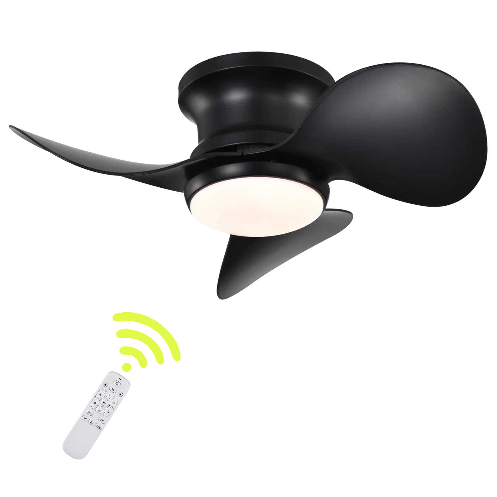 Dimmable LED Flush Mount Ceiling Fan With LED Light Customized