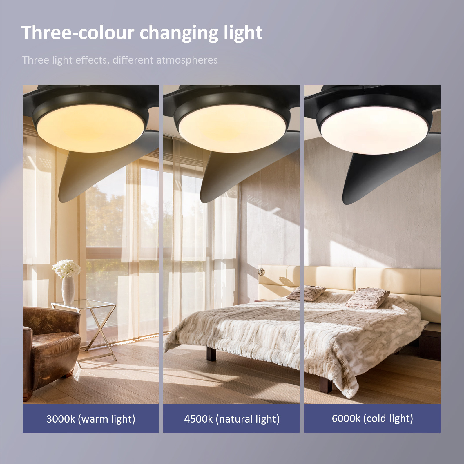 Dimmable LED Flush Mount Ceiling Fan With LED Light Customized