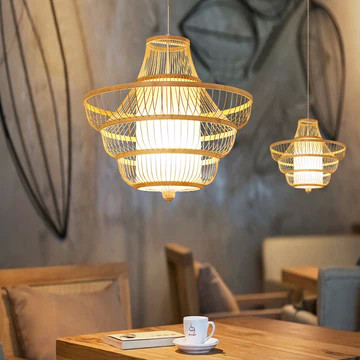 Bedroom Living Room Flush Mount LED Ceiling Fan / Rattan Ceiling Fan With Light