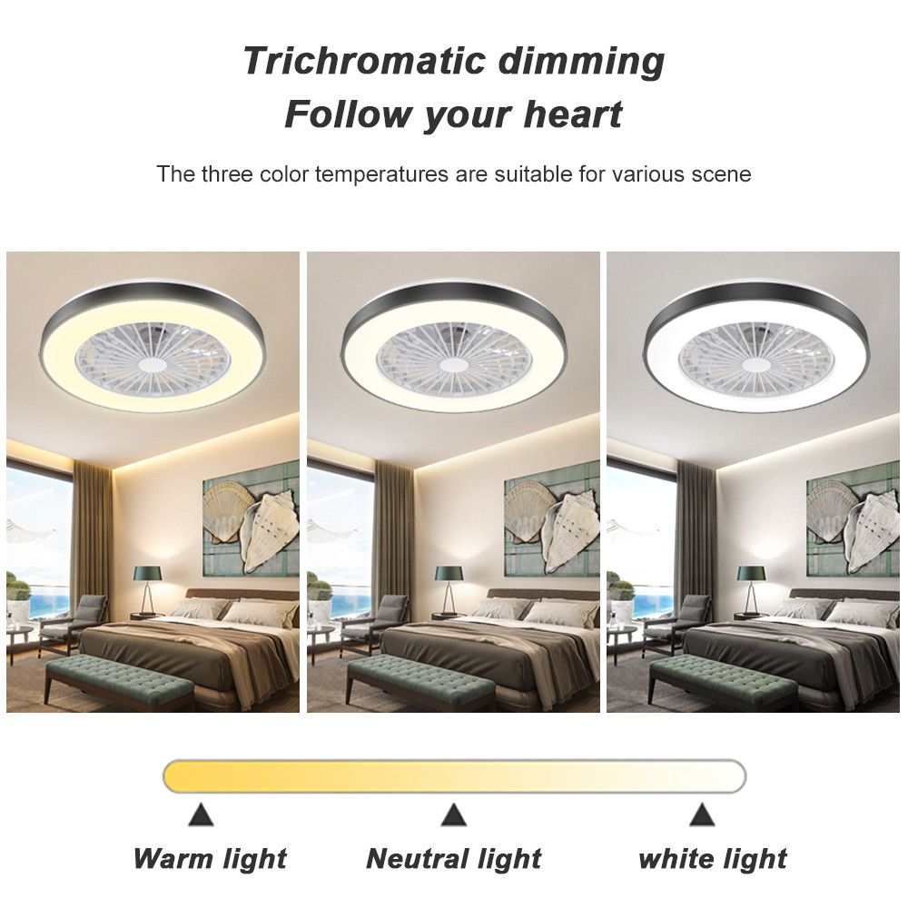 Low Noise 20 Inch LED Chandelier Ceiling Fan With LED Light And Remote Control