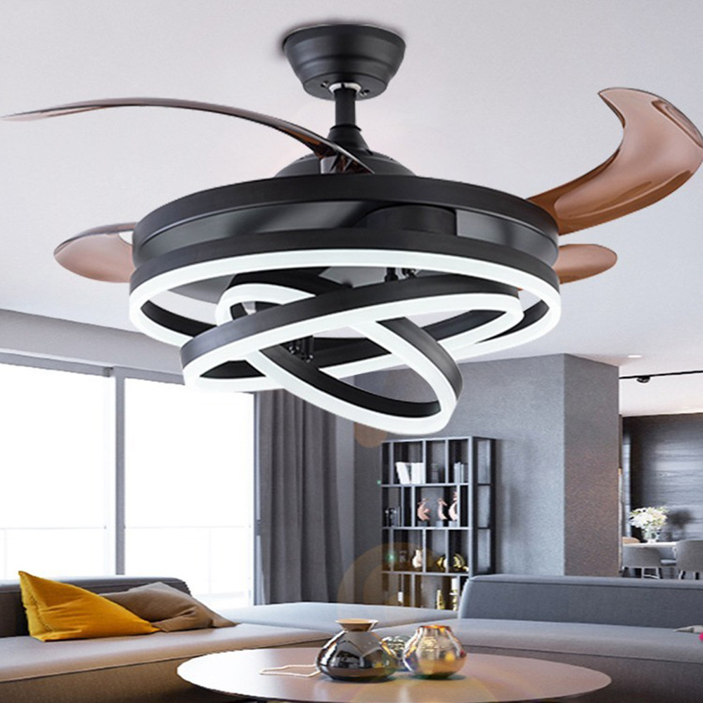 Modern Bedroom Lighting Fixtures Invisible Ceiling Light With Fan And Remote Control