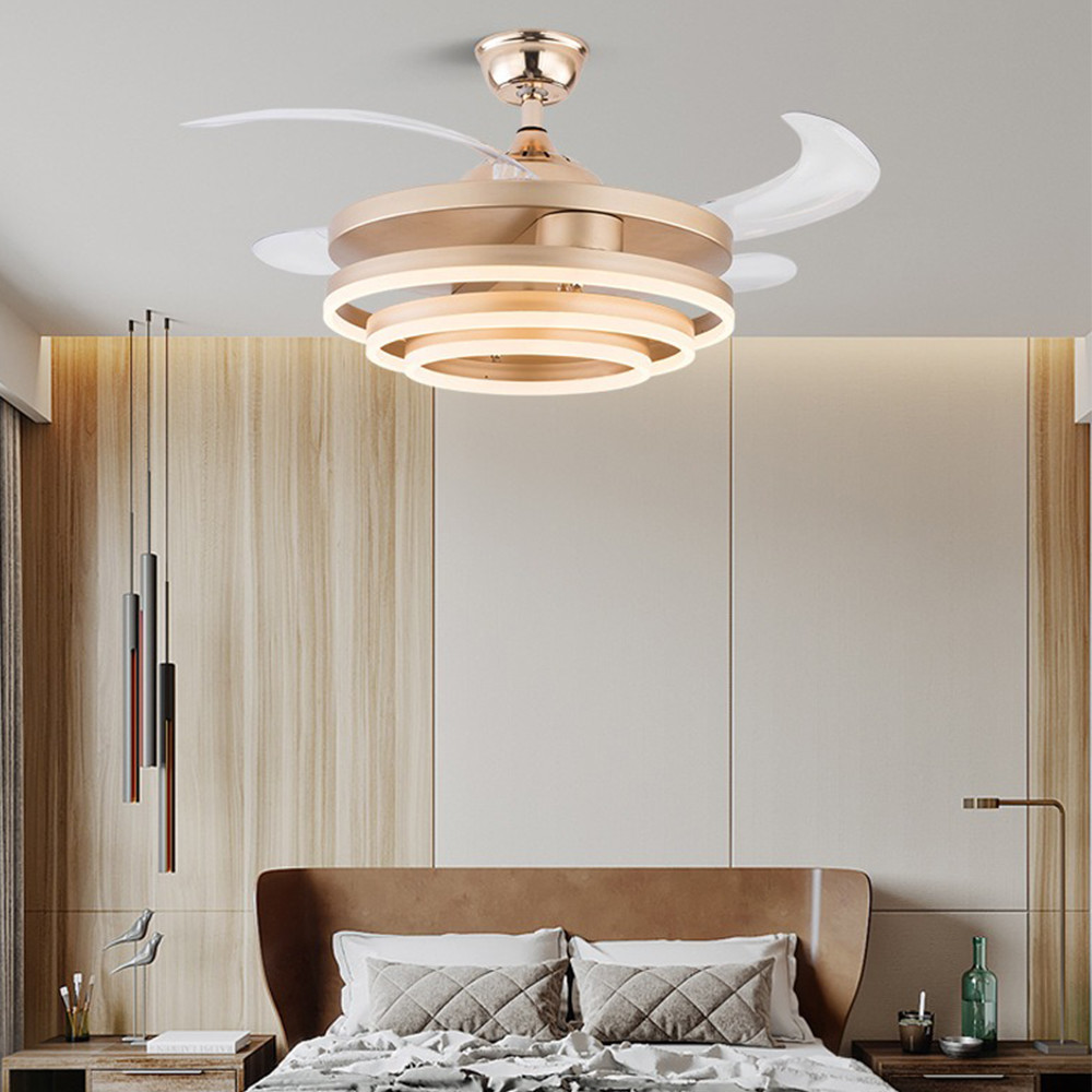 Modern Bedroom Lighting Fixtures Invisible Ceiling Light With Fan And Remote Control