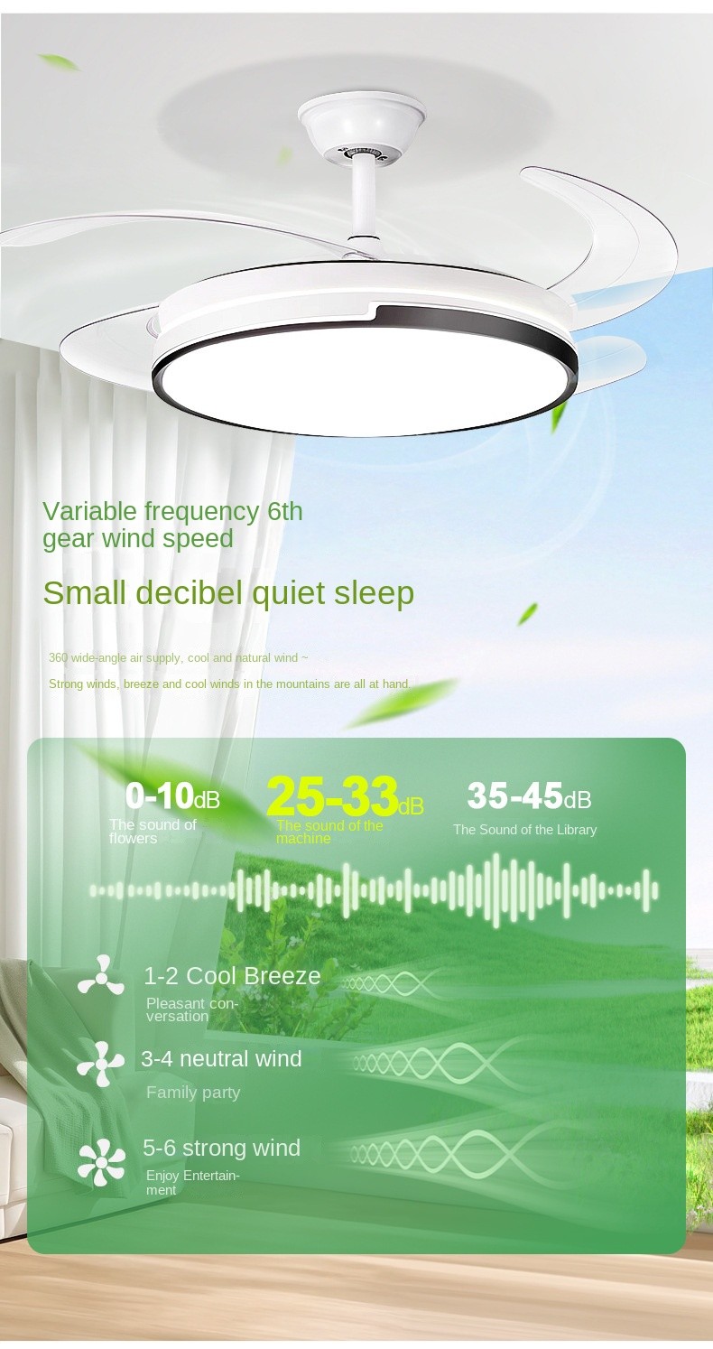Remote Control LED Ceiling Fan Lights , Modern LED Invisible Ceiling Fan With Light