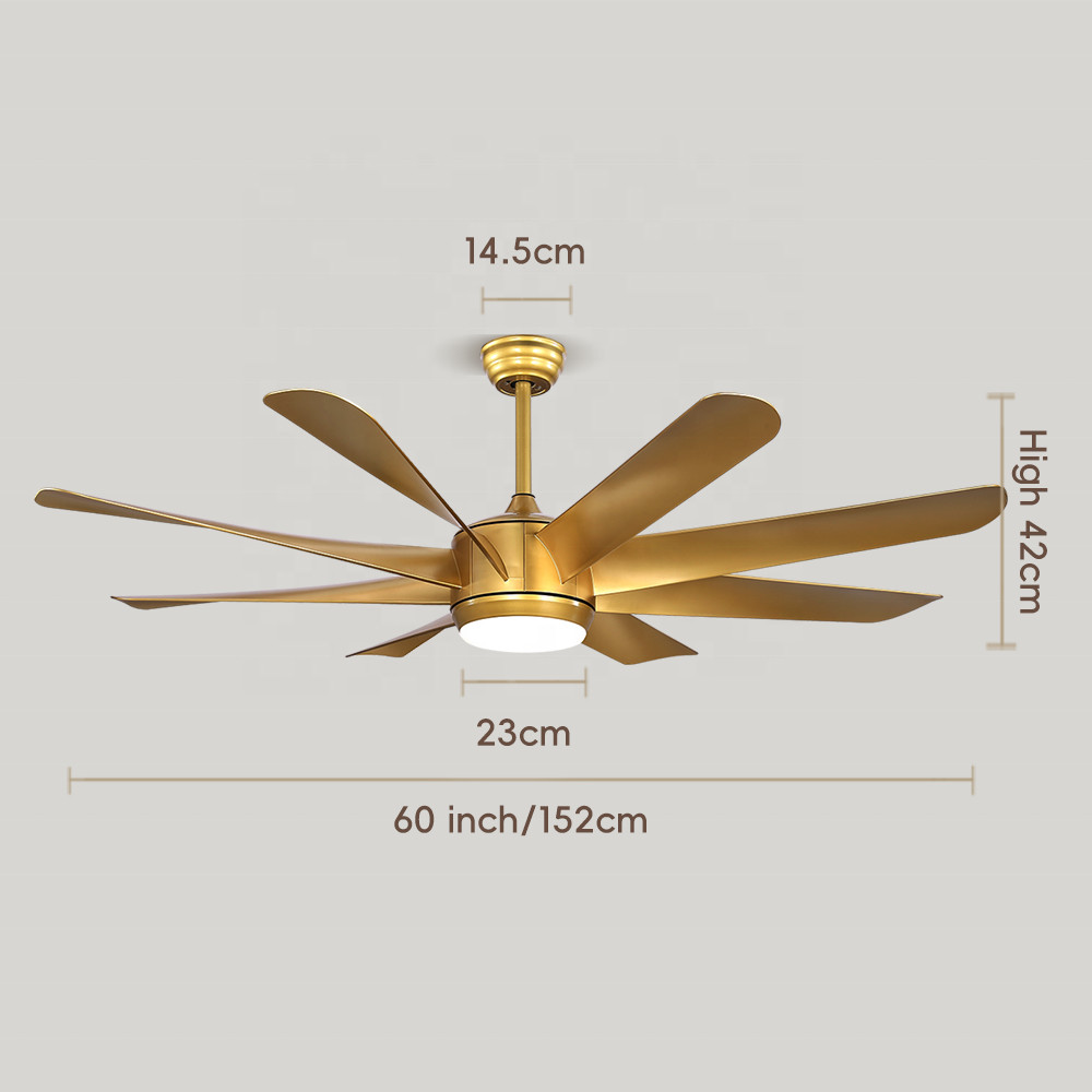 60 Inch ABS 8 Blade Luxury Modern Nordic Ceiling Fan , BLDC LED Ceiling Fan With Light