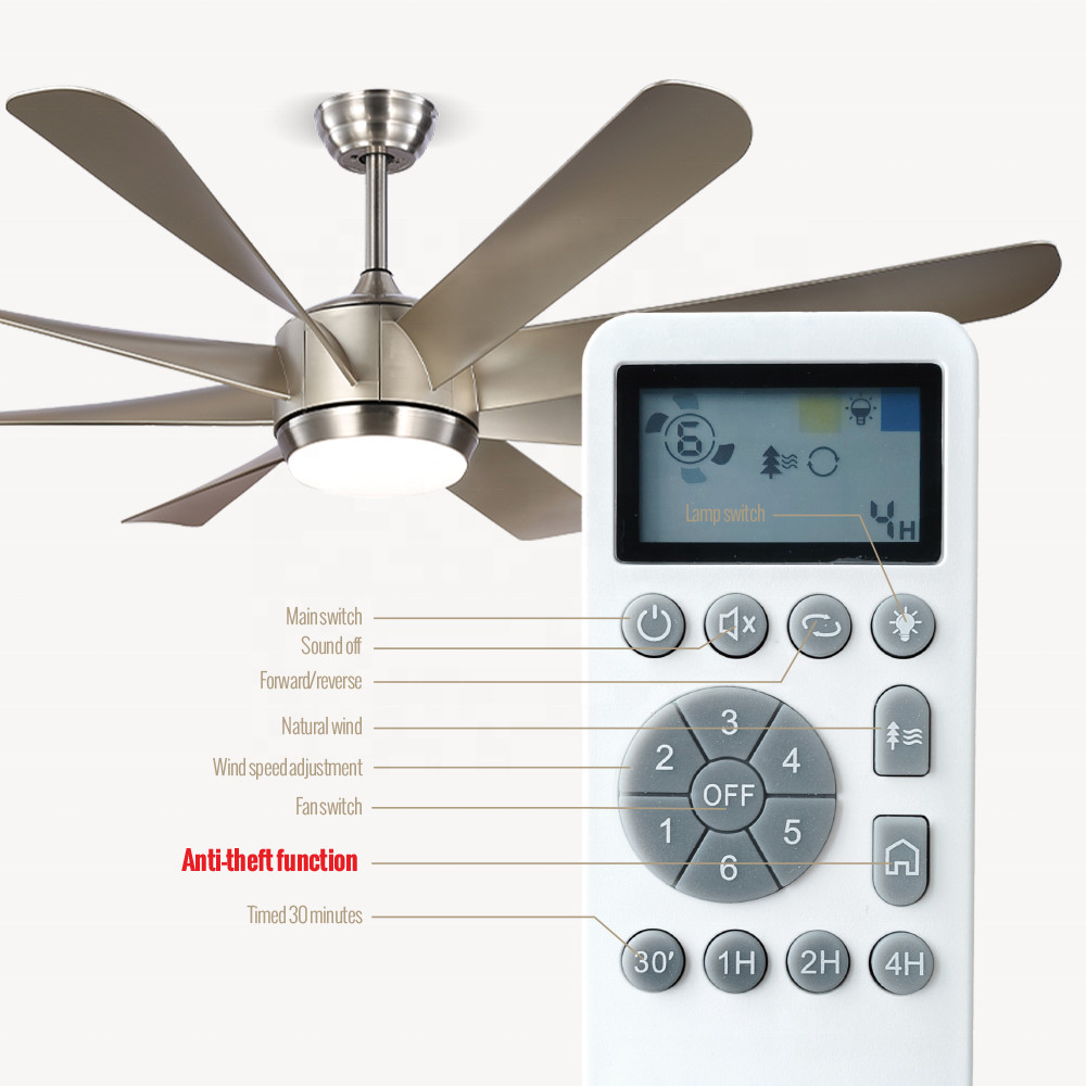 60 Inch ABS 8 Blade Luxury Modern Nordic Ceiling Fan , BLDC LED Ceiling Fan With Light