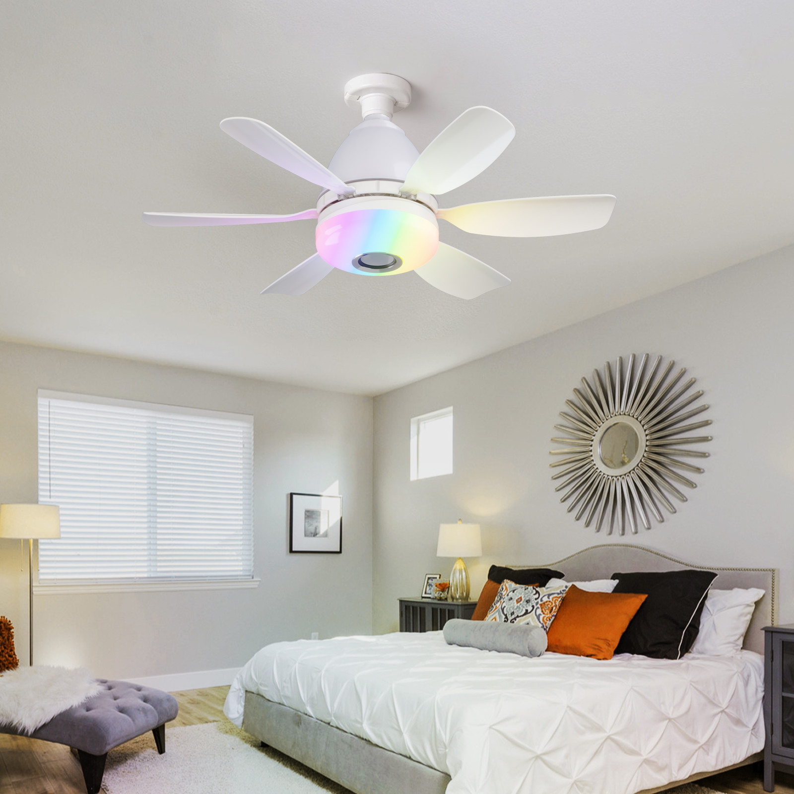 Intelligent Dimming Home Decoration Ceiling Fan , Moving Head 360 Rotating Ceiling Fan