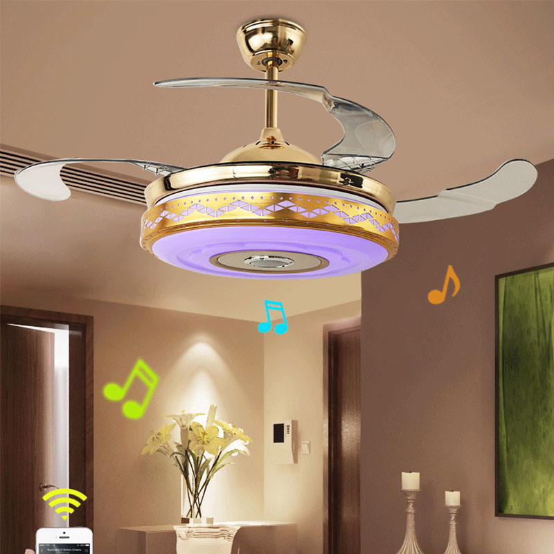 Invisible Blade Living Room Decorative Ceiling Fan , Modern Enclosed Ceiling Fan With Light