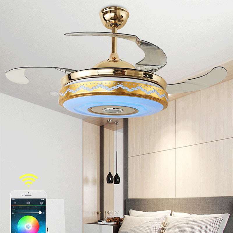 Invisible Blade Living Room Decorative Ceiling Fan , Modern Enclosed Ceiling Fan With Light