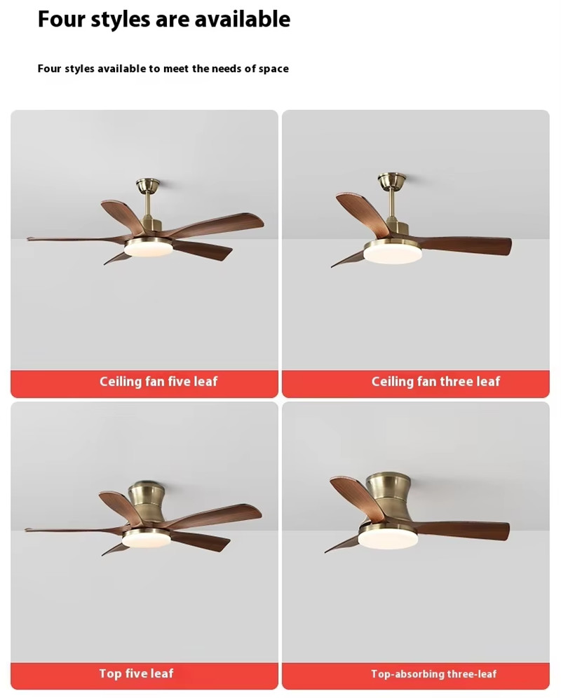 42/52 Inch 3/5 Straight Blades Wooden Leaf Ceiling Fan Remote Control