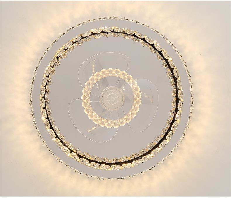 Light Luxury Crystal Ceiling Fan Light Nordic Silent Concealed Ceiling Fan With Light