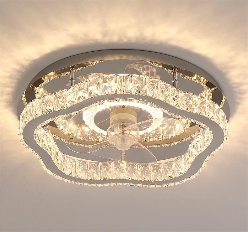 Light Luxury Crystal Ceiling Fan Light Nordic Silent Concealed Ceiling Fan With Light