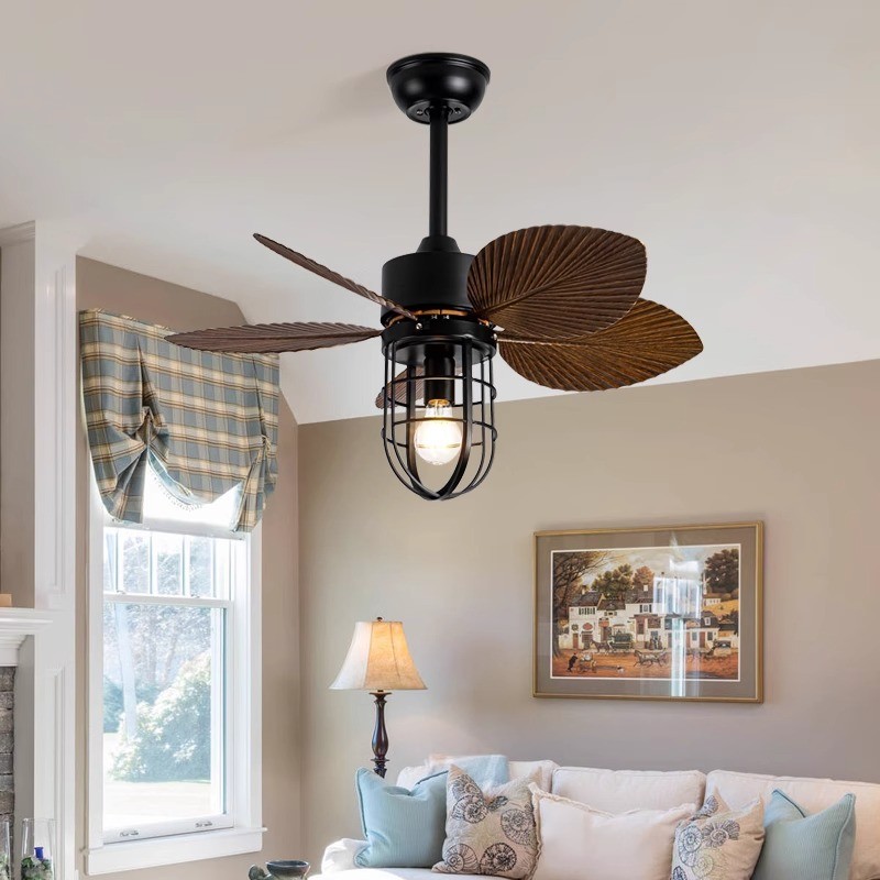 Custom Dining Room Ceiling Fans Remote Control ABS Retro Smart Home Ceiling Fan Light