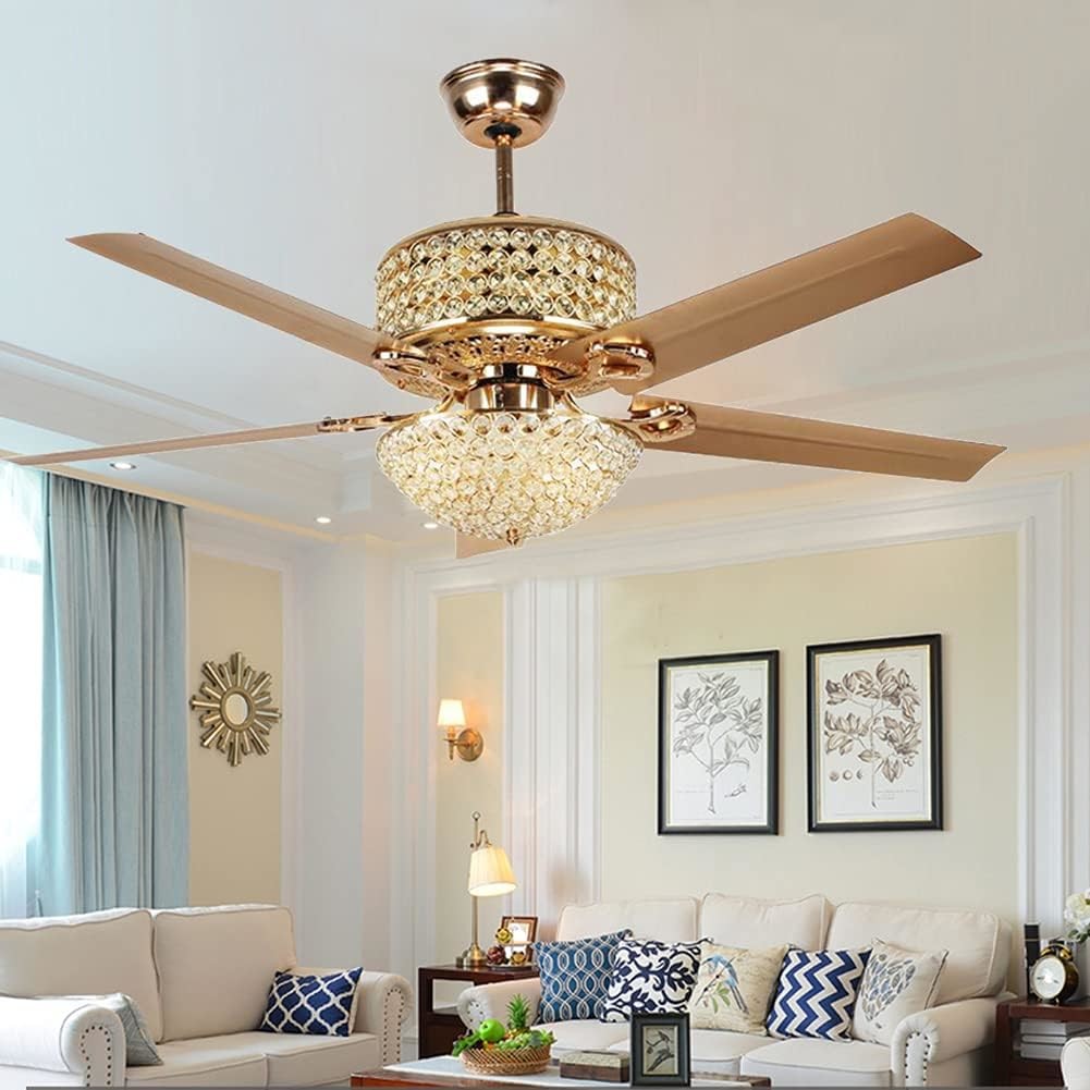 Modern Crystal Ceiling Fan With Light And Remote , 3 Light Ceiling Fan Remote Control