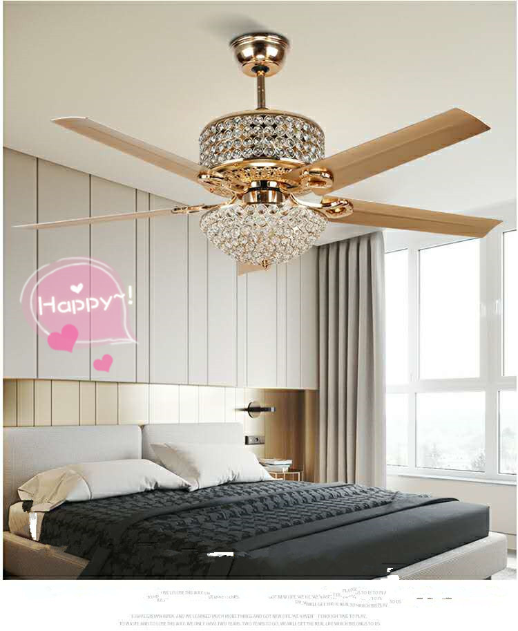 Modern Crystal Ceiling Fan With Light And Remote , 3 Light Ceiling Fan Remote Control