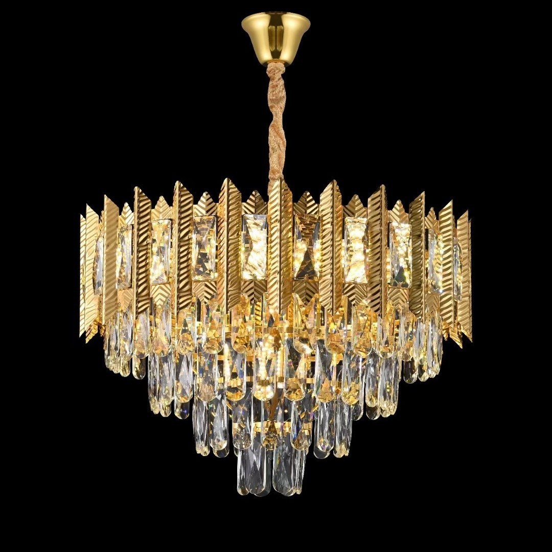 Retractable Crystal Chandelier Ceiling Fan With Light And Remote Control