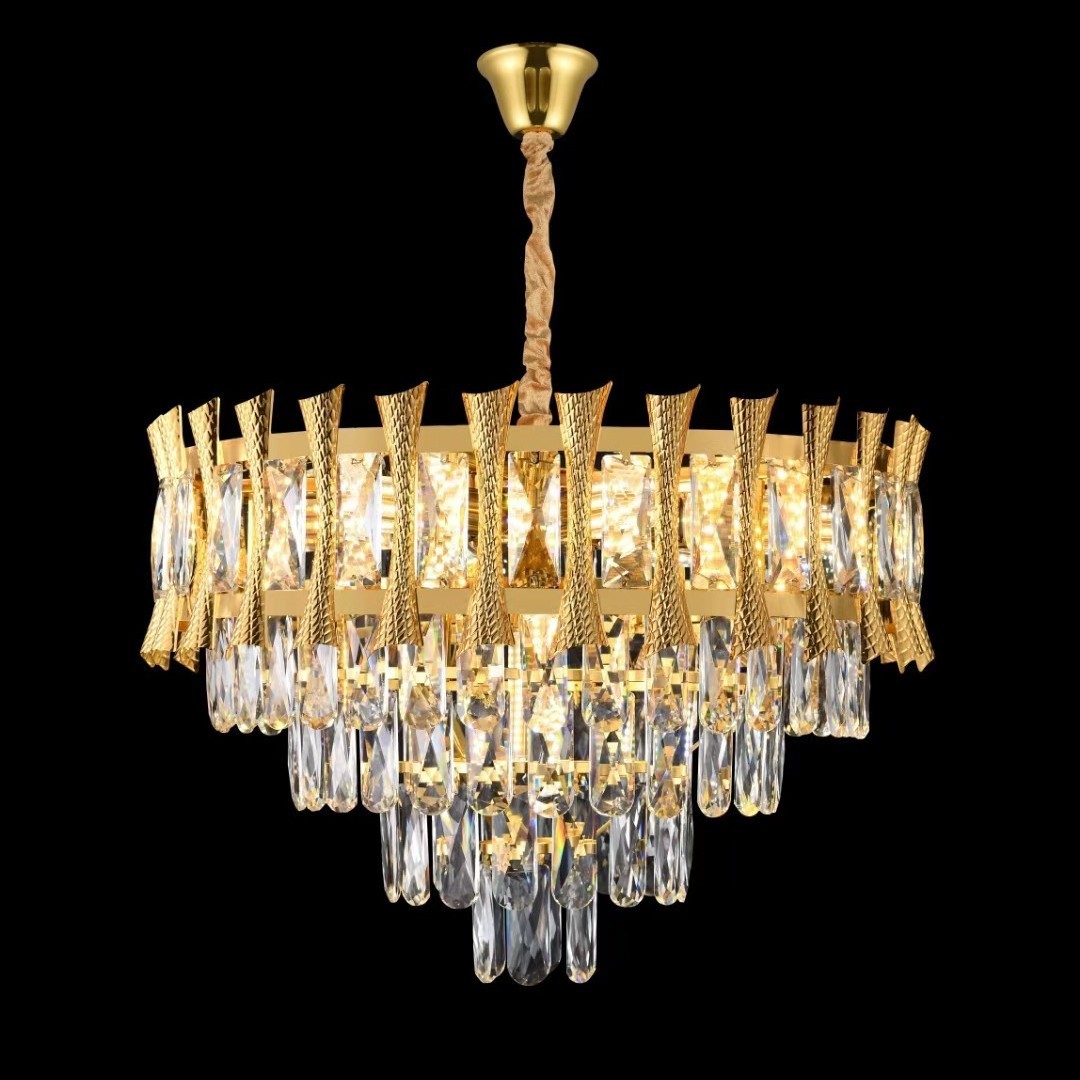 Retractable Crystal Chandelier Ceiling Fan With Light And Remote Control