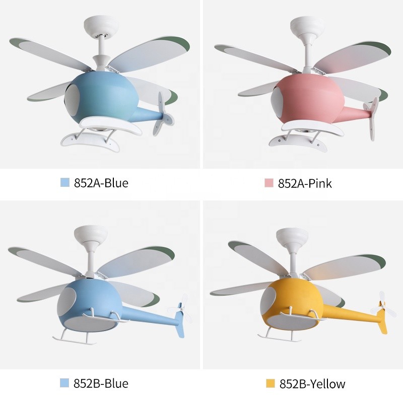 Custom Helicopter Ceiling Fan Light , Airplane Ceiling Fan Remote Control For Kids Room