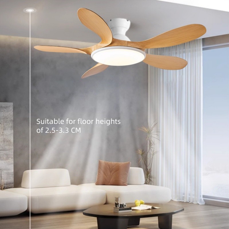Classic 42'' Flush Mount Wood Ceiling Fan With 5 Blades 20cm Tall Hugger Pattern Remote Control