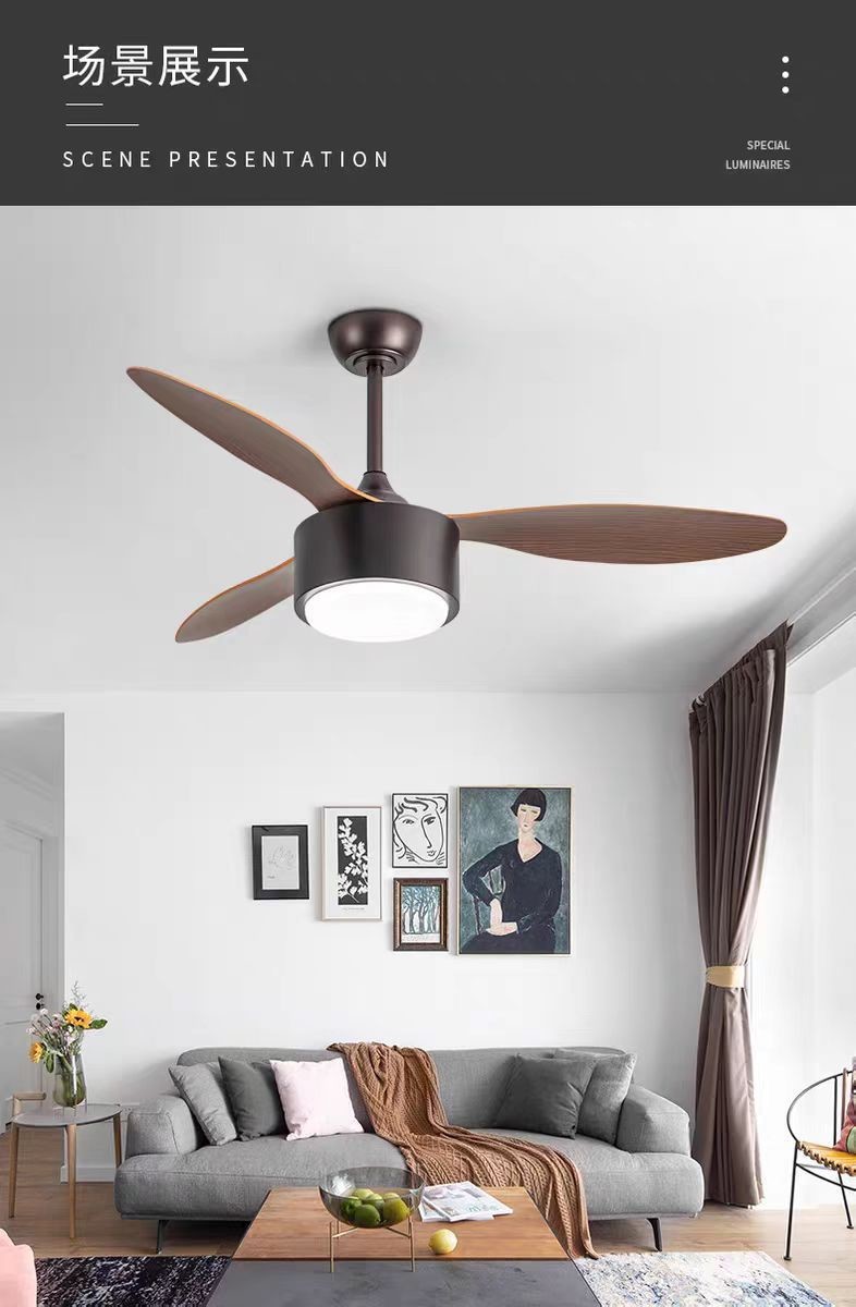Pop Style Solid Wood Ceiling Fan With DC Motor And LED Light