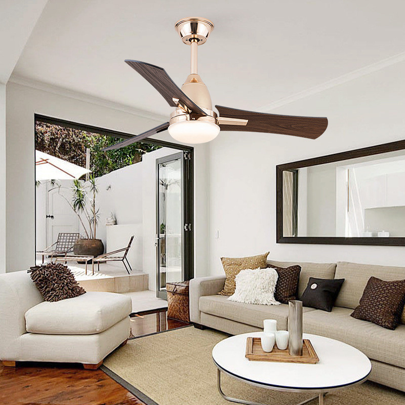 42 Inch High Power 3 Blades Wooden Ceiling Fan With Light And Remote Control
