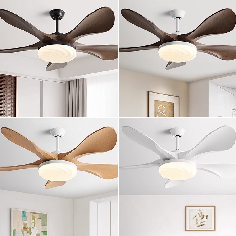 Cream Wind Wooden Blade 48 Inch Ceiling Fan With Light And Remote Control
