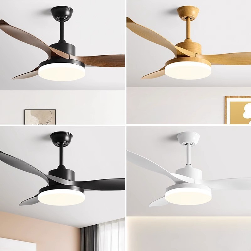 Minimalist Wooden Blade Ceiling Fan 46 Inch 5 Blades Household Integrated Fan Pendant Light