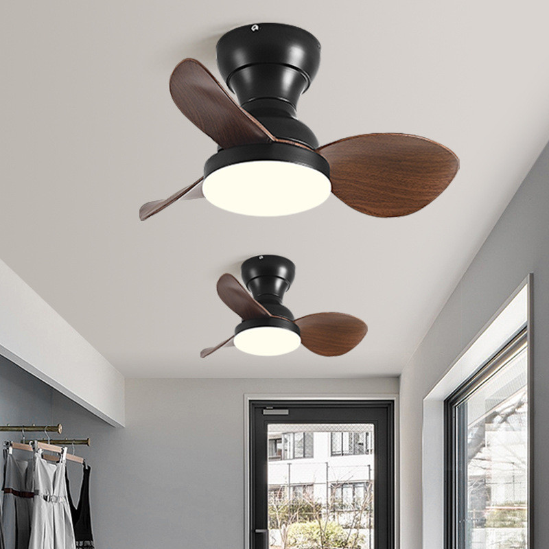 Solid Wood Ceiling Fan 22 inch Silent Fan Pendant Light Variable Frequency