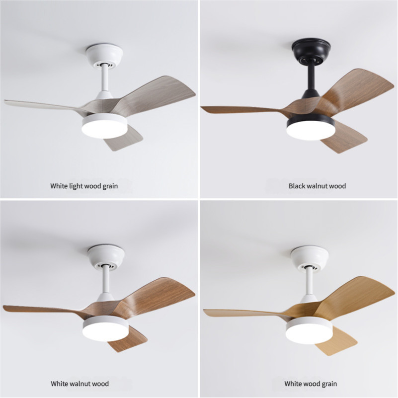 32 Inch Simple Frequency Wooden Blade Ceiling Fan Conversion Nordic Home Fan Light