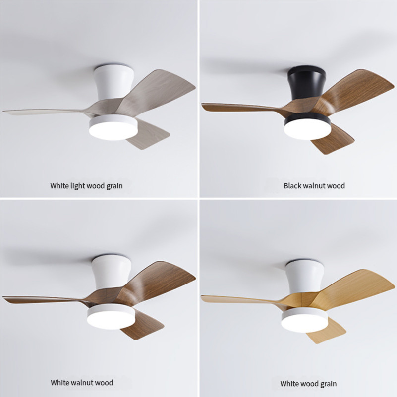 32 Inch Simple Frequency Wooden Blade Ceiling Fan Conversion Nordic Home Fan Light