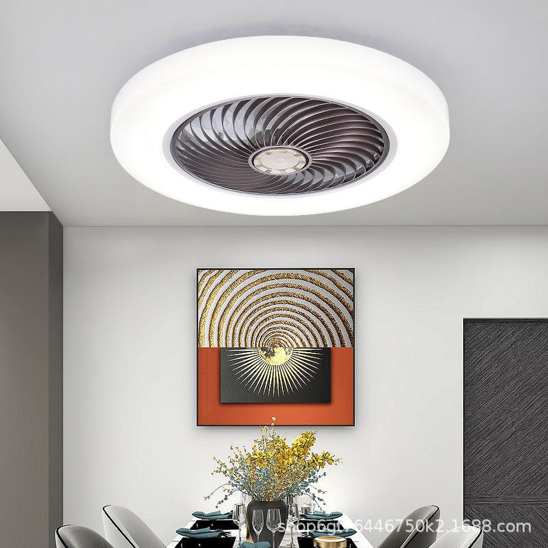 Smart Ceiling Fan Fans With Lights Remote Control Bedroom Decor Lamp 52cm Air Invisible Blades Retractable Silent