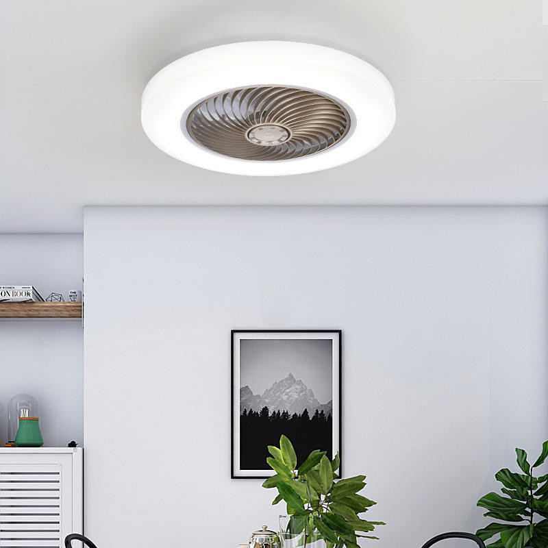 Smart Ceiling Fan Fans With Lights Remote Control Bedroom Decor Lamp 52cm Air Invisible Blades Retractable Silent