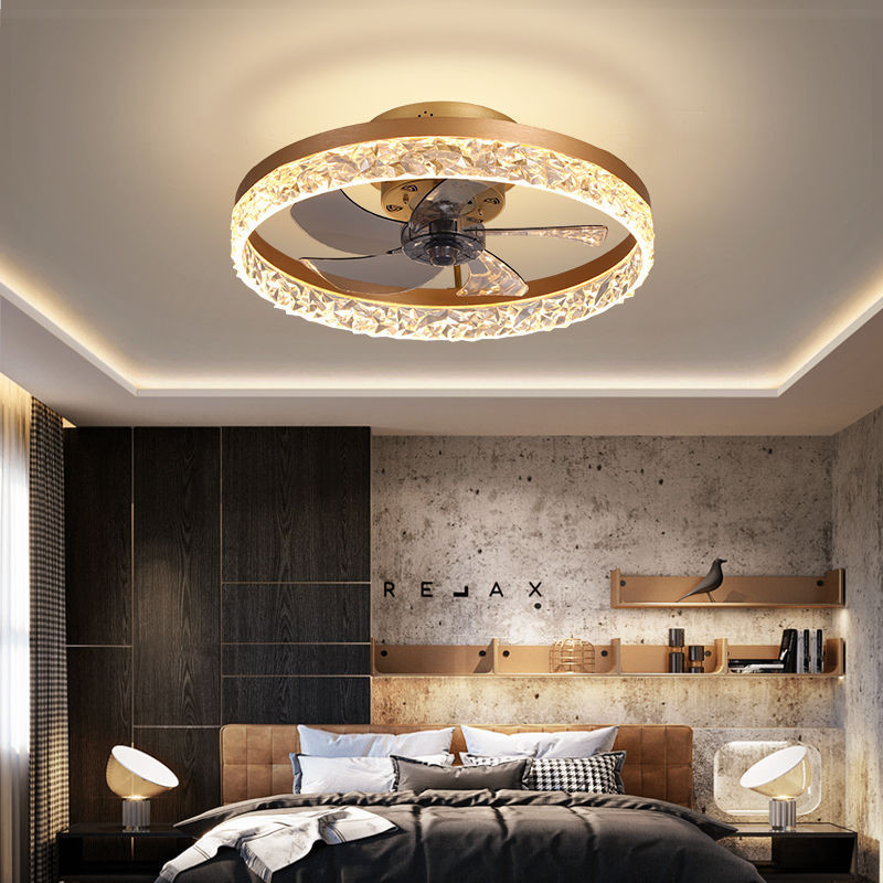 Hotel Living Room Remote Control Luxury Indoor Modern Ceiling Light Black Gold Round Ring Shape Metal Led Ceiling Fans