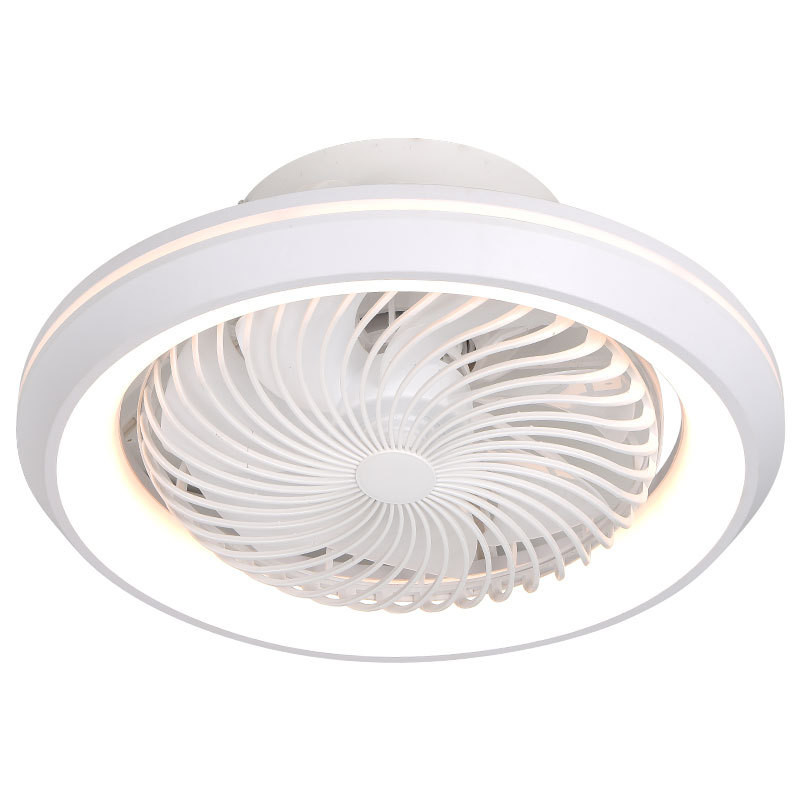Modern LED Lights Enclosed Ceiling Fan with 6 Wind Speeds Bladeless Fan Chandelier for Bedroom Living