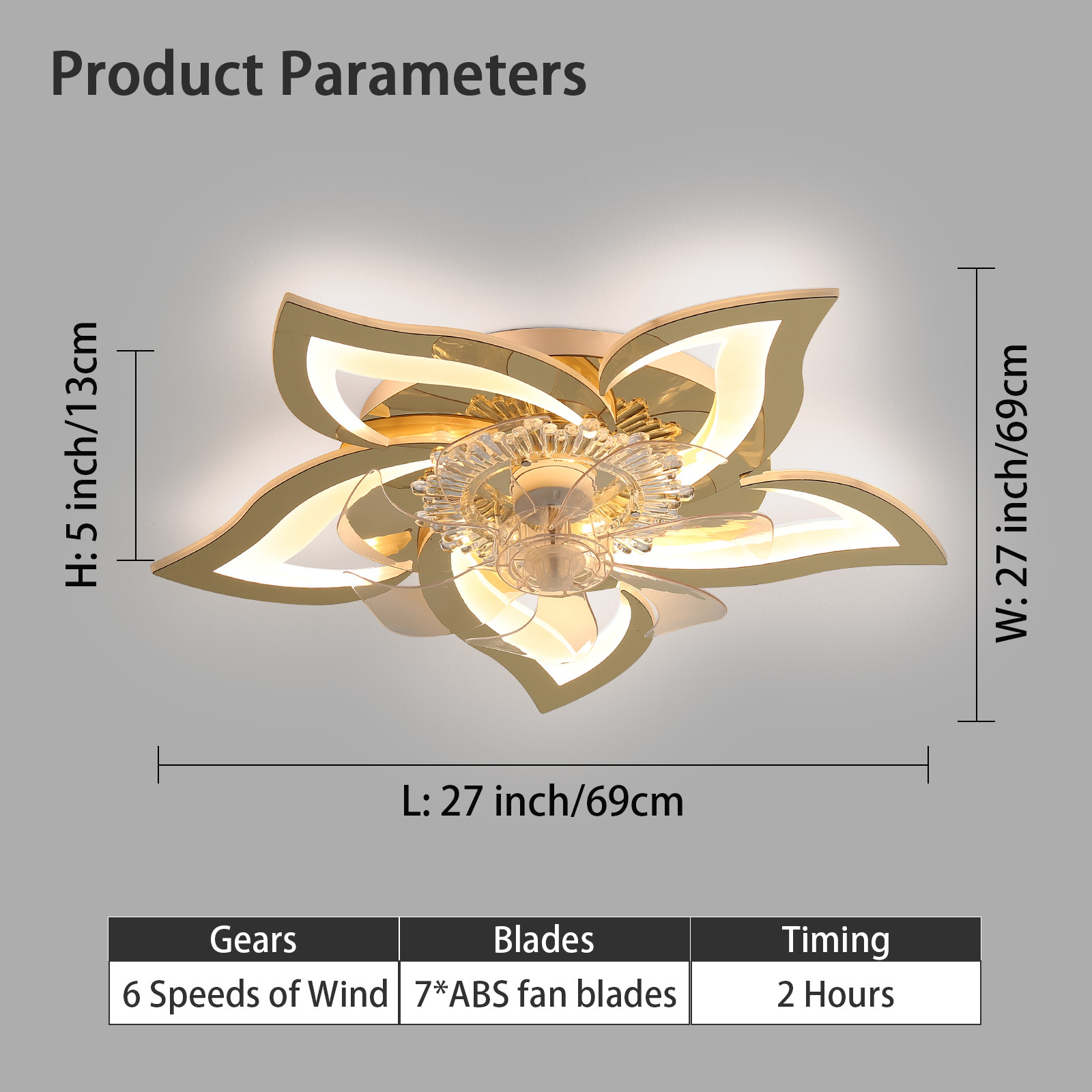 27.2 Inches Modern Style OEM ODM 50W LED Ceiling Fan Lights with Remote, Suitable for Bedroom Living Room and Dining Room