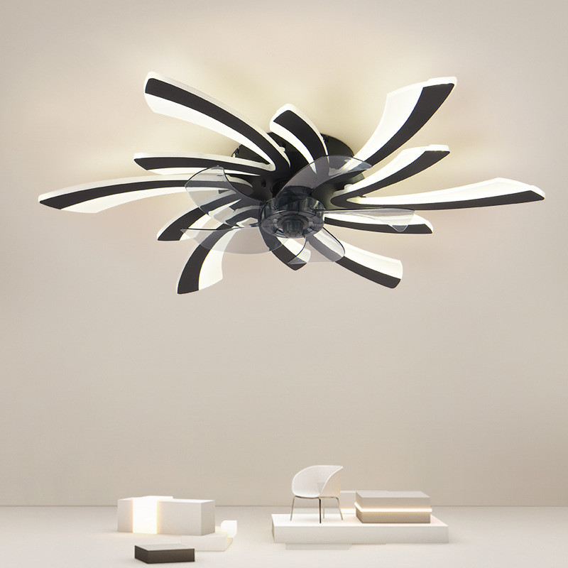 Scandinavian Morden Light Luxury Living Room Ceiling Fan Lamp Bedroom Ceiling Fan Light High End Electric Fan Integrated Lamp