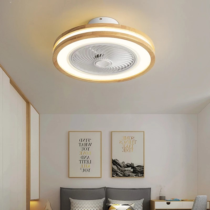 New Bedroom Wood LED Ceiling Fan Lamp with Remote Control Home Decorative Lighting Fans Ceiling Fan with Light